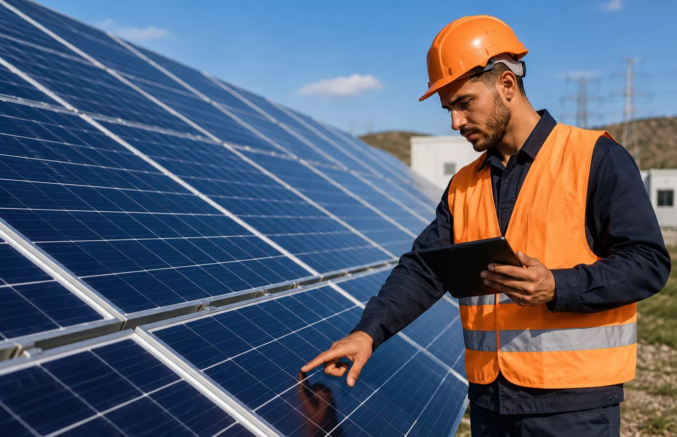 Technicien NAROVA inspectant une installation électrique